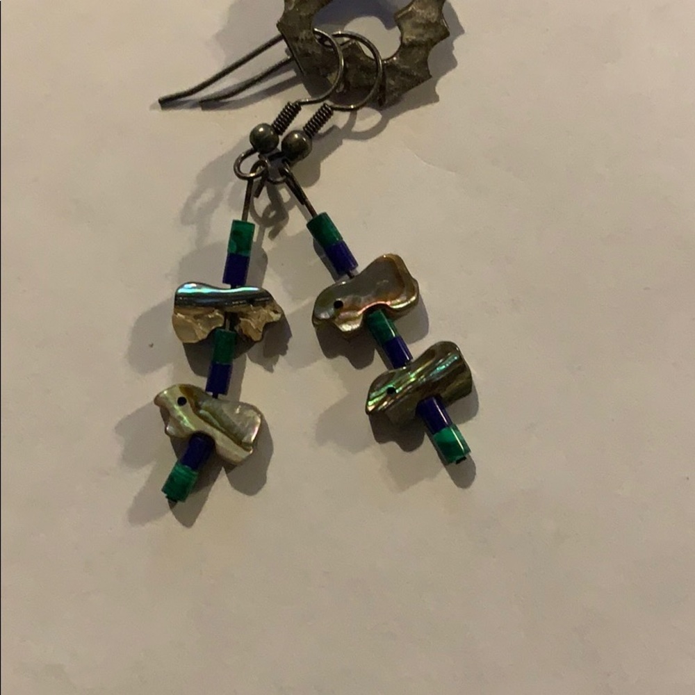 Abalone bear earrings
